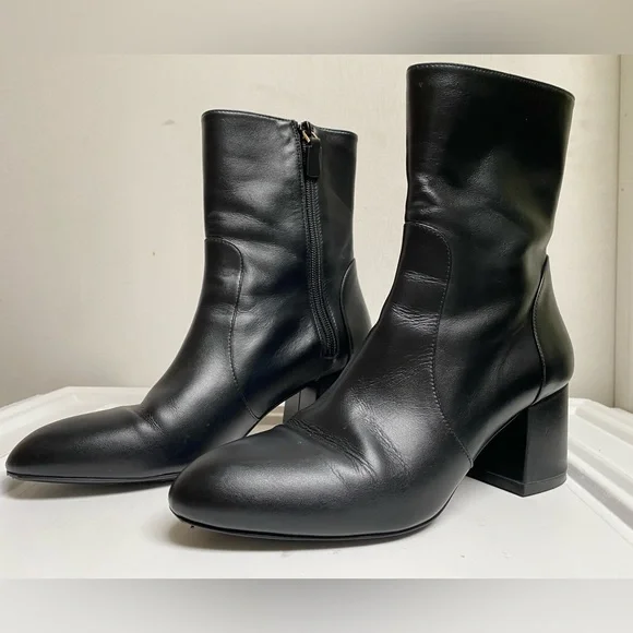 Stuart Weitzman Flareblock 60 Zip Bootie Heel Walnut Brown Leather Boot Size 7b - Picture 9 of 11